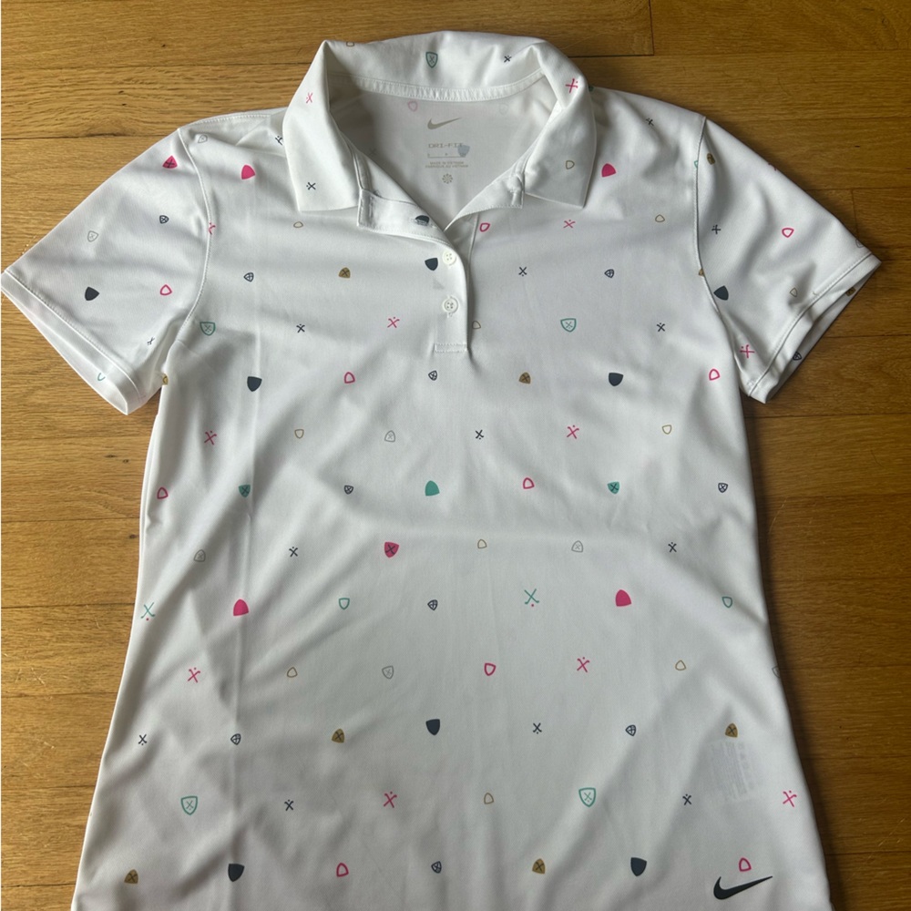 Nike White Golf Polo with Colorful Accents